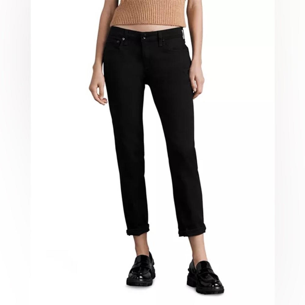 rag & bone Dre Low-Rise Slim Black Boyfriend Jeans (26)